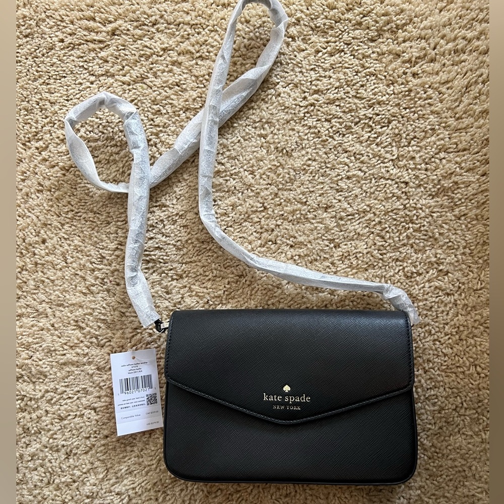 BRAND NEW WITH TAGS Kate Spade Black Sadie Envelope Crossbody Purse